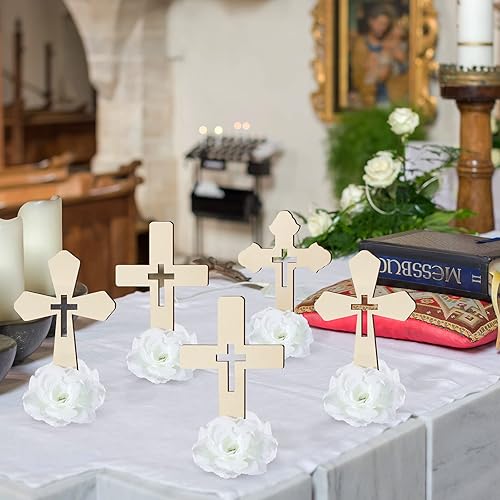 Miniatura 6 de Queekay Juego de 12 piezas de rosas artificiales de espuma artificial con tallos para la primera comunión, boda, boda, boda, boda, 12 unidades de