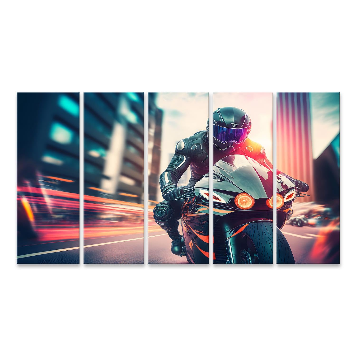 islandburner cuadro sobre lienzo bicicleta deportiva rápida ciclista en ciudad futurista red neuronal p imágenes murales carteles