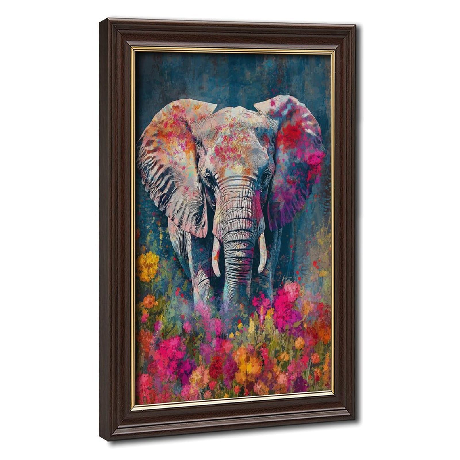 Bareronor Elephant in Flowers Abstract Canvas Poster Bedroom Decor Landscape Office Room Decor Gift 20" L X 30" W