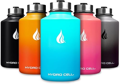 Miniatura 126 de HYDRO CELL Botella de agua aislada de acero inoxidable con pajilla, para bebidas frías y calientes, frasco de vacío de metal con tapa de rosca y