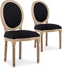 INTENSE DECO Lot de 2 chaises médaillon Louis XVI Tissu Noir