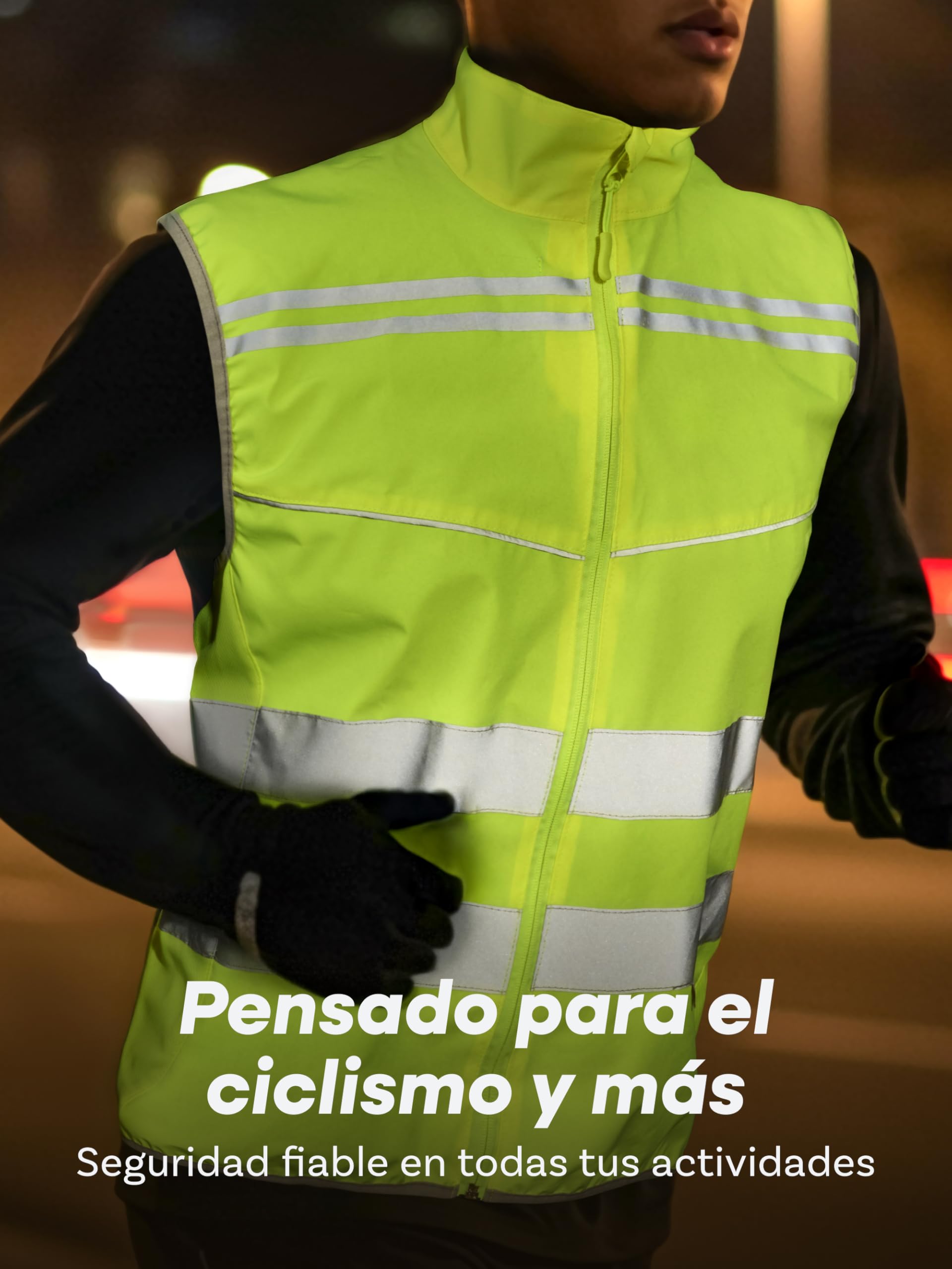 Prowiste Chaleco Reflectante Ciclismo Mujeres y Hombres – Alta Visibilidad en Amarillo Neón con Bandas Reflectantes – Transpirable (Malla) – Con Bolsillo Trasero