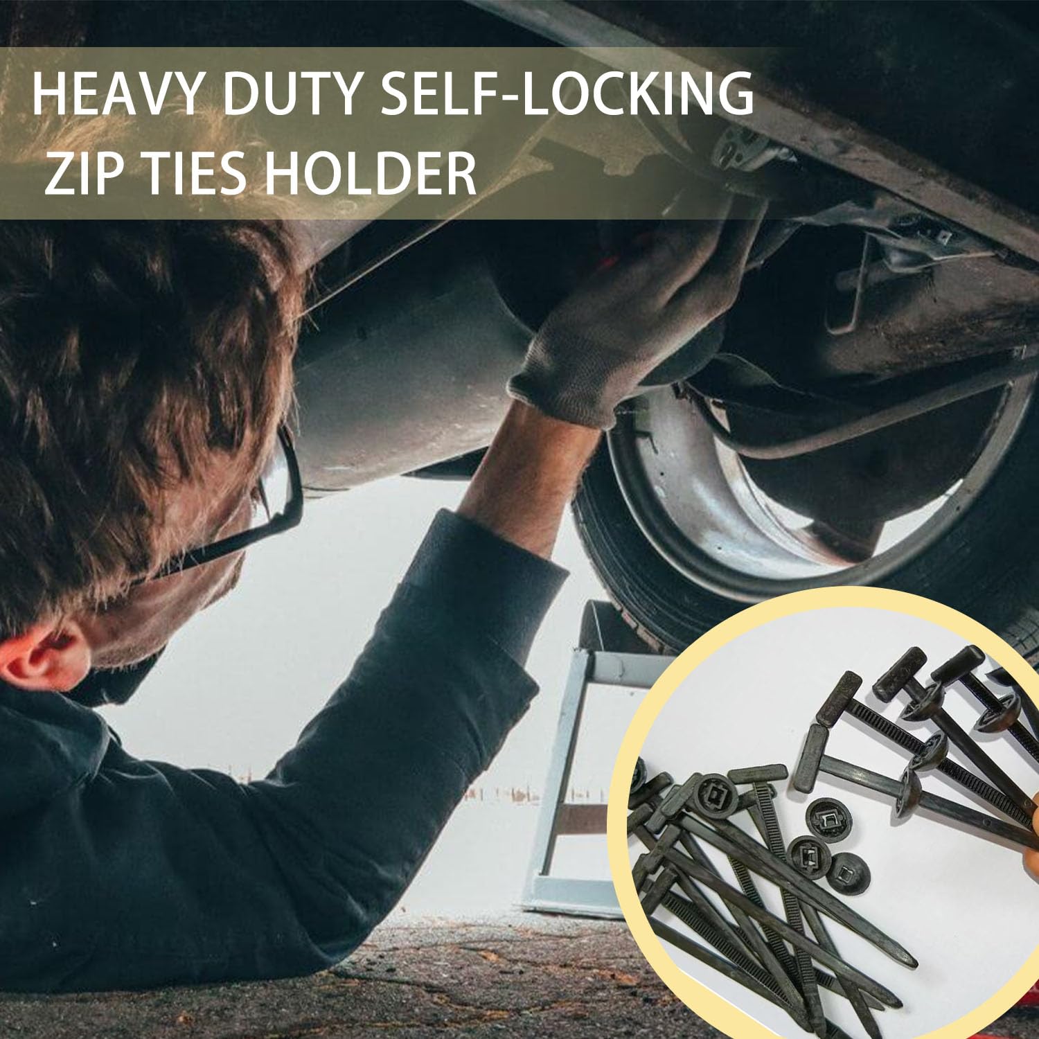 Nylon Universal Cable Tie Buckle, Locking Zip Ties Holder with Pin & Button Design, Suitable for Car Daily Auto Fixing (100PCS)