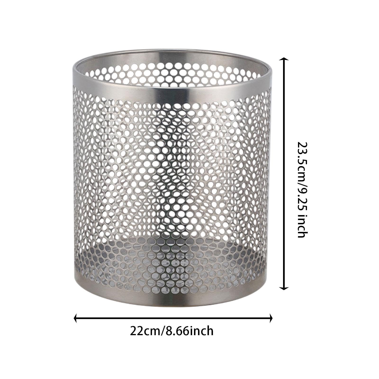 Cestino Gettacarte in Acciaio Inox Pattumiera Tonda Rete Metallo Secchio Rifiuti Leggero Bidone Raccolta Spazzatura Capiente Adatto per Camera da Lett, Argento