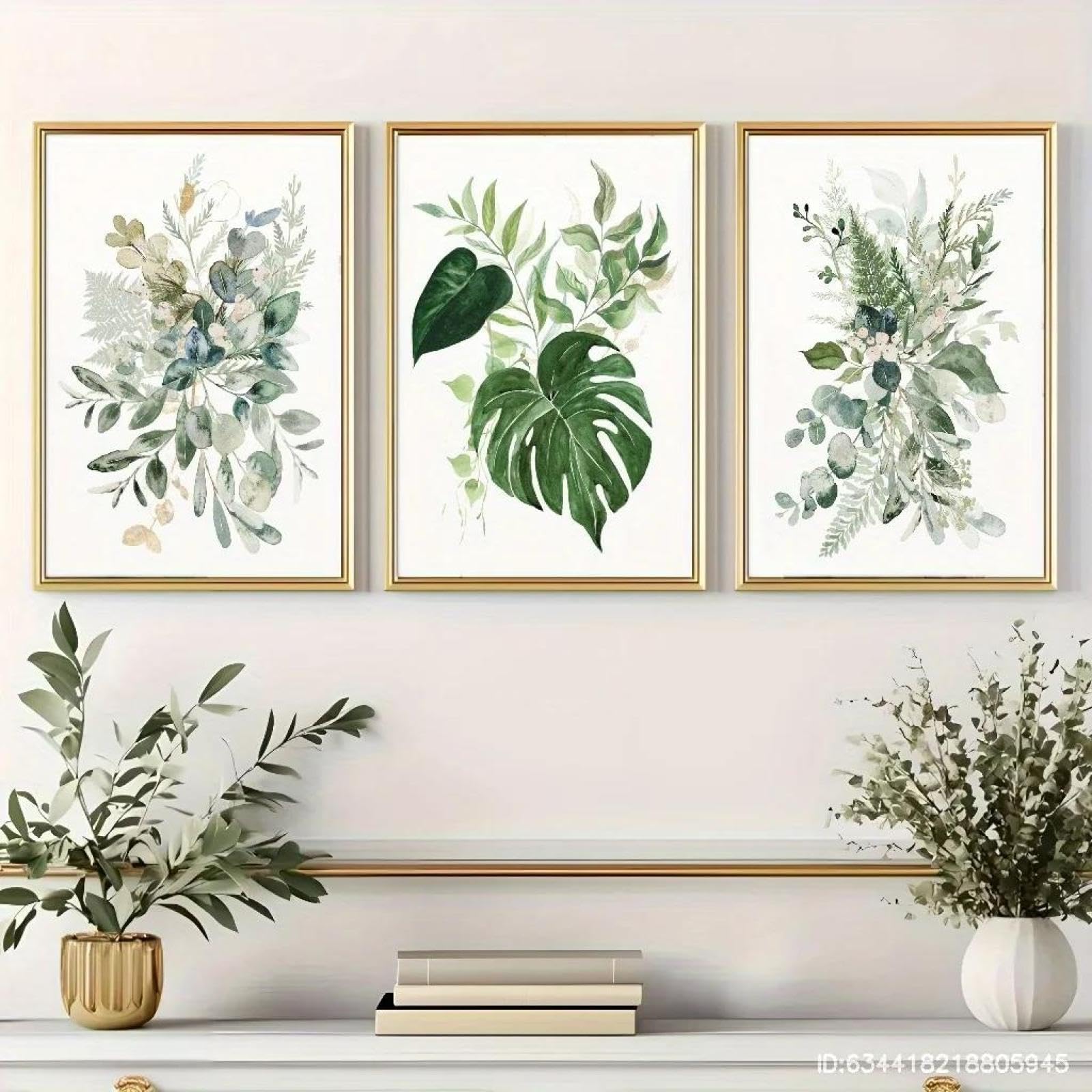 Baibexing Abstract Eucalyptus Leaves Natural Plants Wall Art Print Canvas Painting Poster Picture For Living Room Home Deco 21X30Cmx3Pcs Unframed