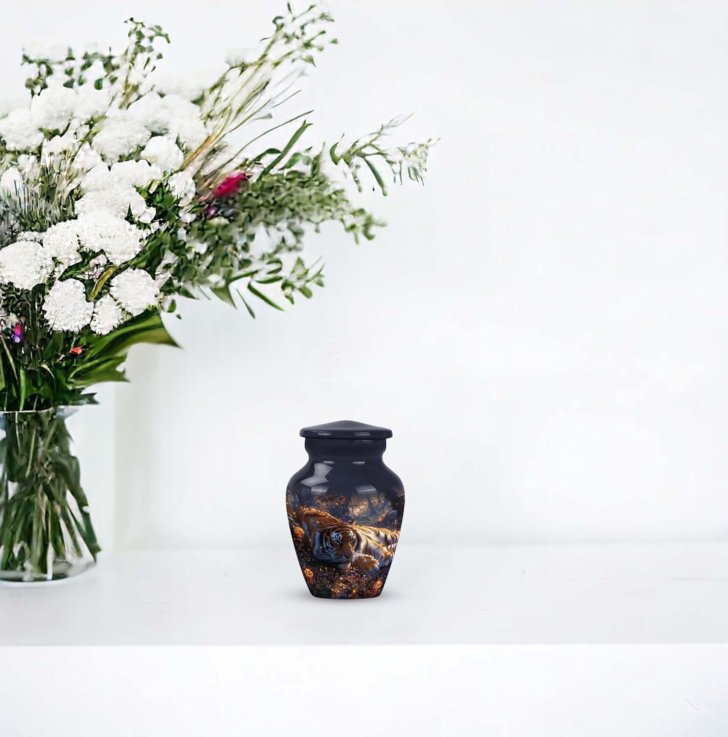 Small Urn for Human Ashes Tiger - Personal Urns for Ashes Mini - Small Ash Urns for Humans - Cremation Urns for Burial - Small Urns for Human Remains (Size - 3inch,1pcs)