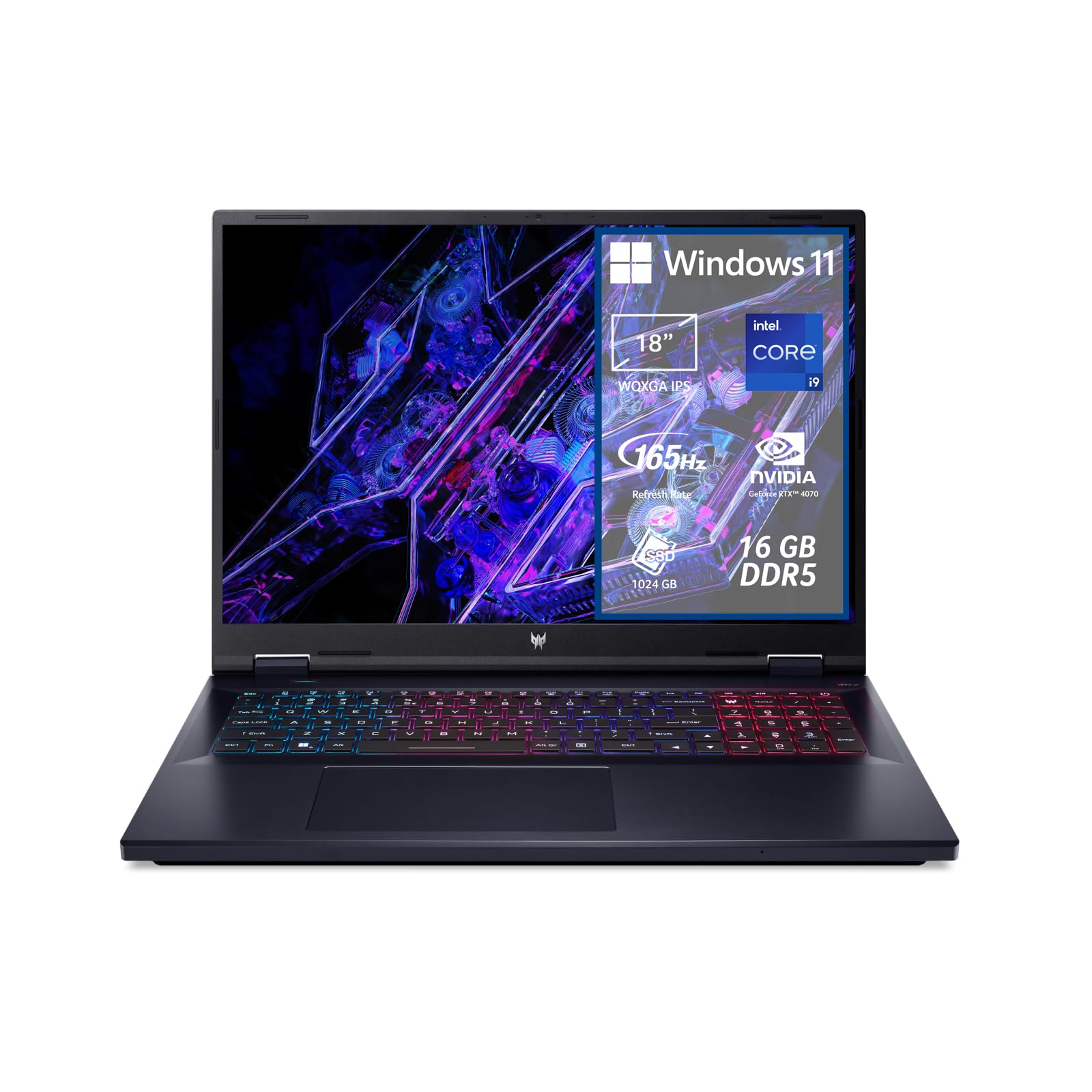 Acer Predator Helios Neo 18 PHN18-71-91A1 Notebook Gaming, Intel Core i9-14900HX, RAM 16 GB DDR5, 1 TB SSD, Display 18" WQXGA IPS 165 Hz DDS, NVIDIA GeForce RTX 4070 8 GB GDDR6, Windows 11 Home