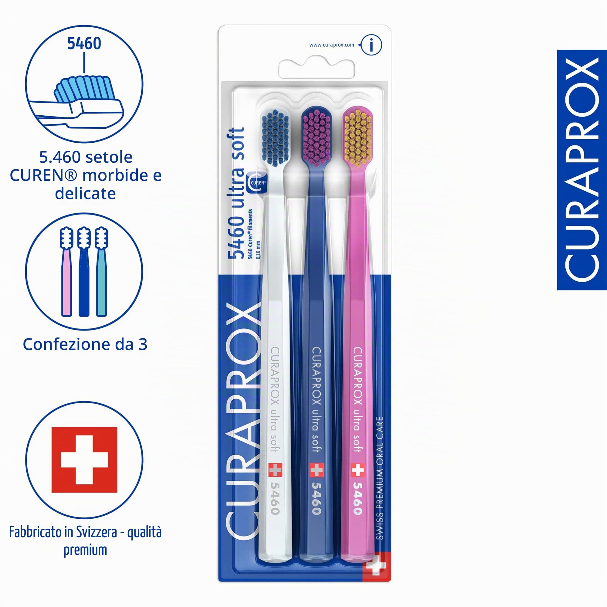 Curaprox CS 5460 Spazzolino ultra-morbido Gomma per adulti e cura dei denti Setole Curen pulizia delicata