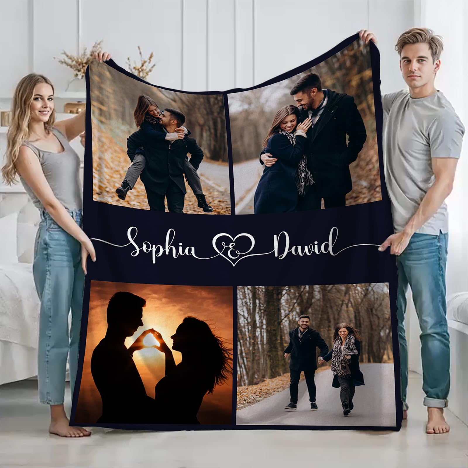 Haz un Regalo HD para tu Pareja: Manta de Franela Personalizada con Foto y Texto, Detalle Confortable para Hombre, Mujer o la Familia(150x200cm)