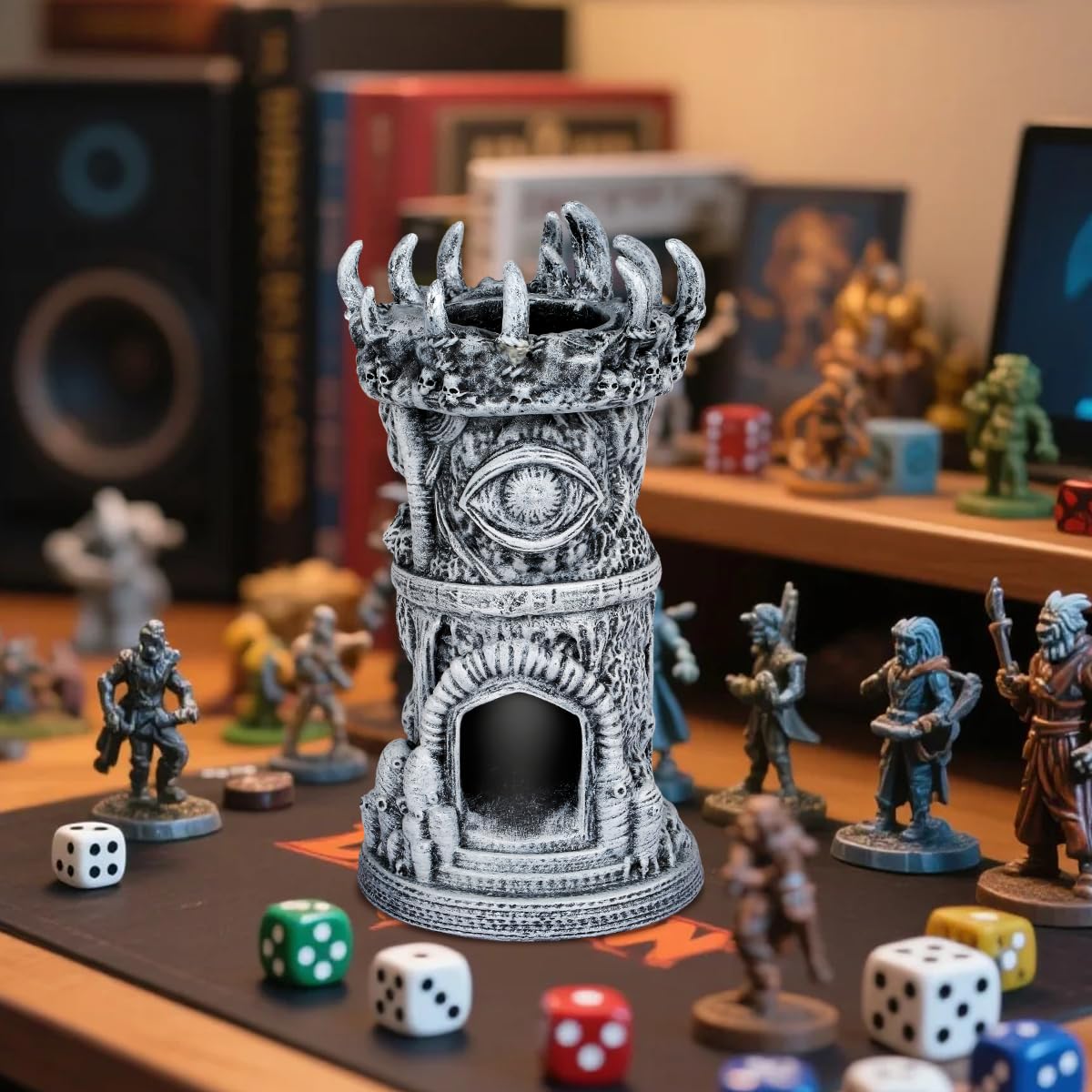 Cyclops Dice Tower, Resin D&D Rolling Trays, Tabletop RPGs Accessories, Cyclops Gaze Tower, Portable 3D Dice Throne, DND Fantasy Board Game Gifts for Gamer (Dice Not Included)