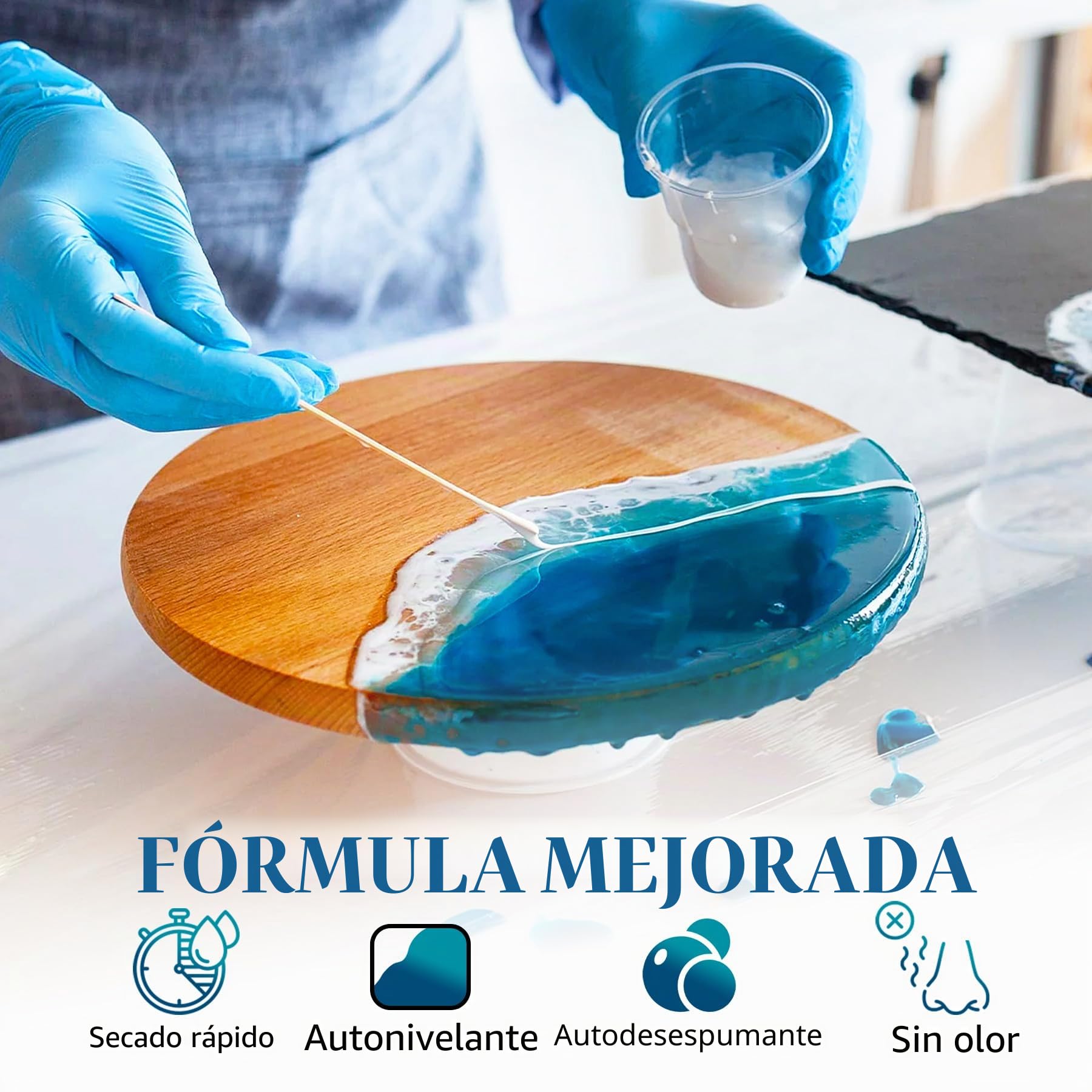 Resina Epoxi - 100oz / 2.6L Resina Epoxi Transparente para Fundición y Revestimiento, Tableros de Mesa - Sin Burbujas 2 Partes Epoxy Resin para Fabricación de Joyas, Madera, Moldes Resina, Artesanía