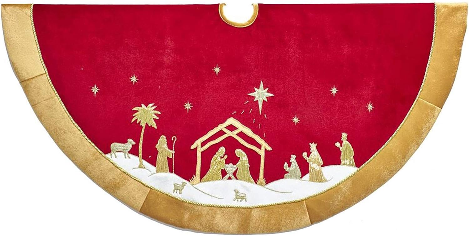 Kurt S. Adler TS0233 Tree Skirt, Red, Gold, 20.50l x 12.50w x 10.00h