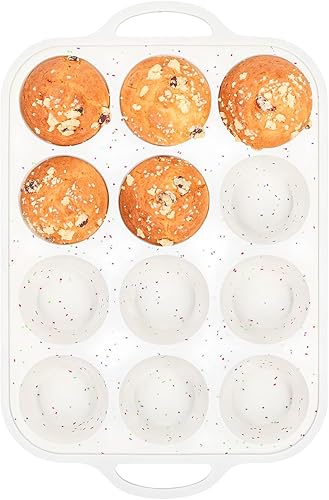 Miniatura 1 de Moldes de silicona para magdalenas para hornear, 1 paquete, 2.8 pulgadas con marco reforzado de metal, molde de silicona antiadherente de tamaño