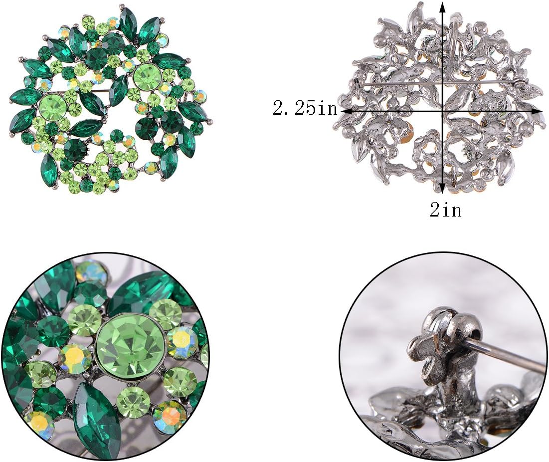 Alilang Violet Lavender Purple Crystal Rhinestone Floral Wreath Brooch Pin - Image 3