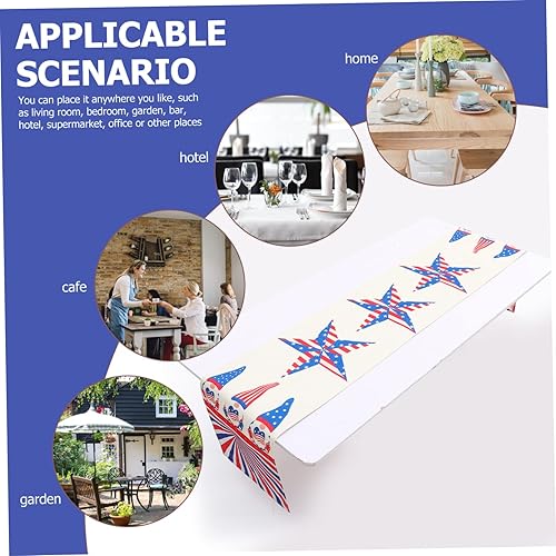 Miniatura 8 de BESTOYARD 3pcs Independence Day Table Runner Memorial Day Accessories Americana Table Runner Patriotic Vintage Table Runner Striped Tablecloth Hotel