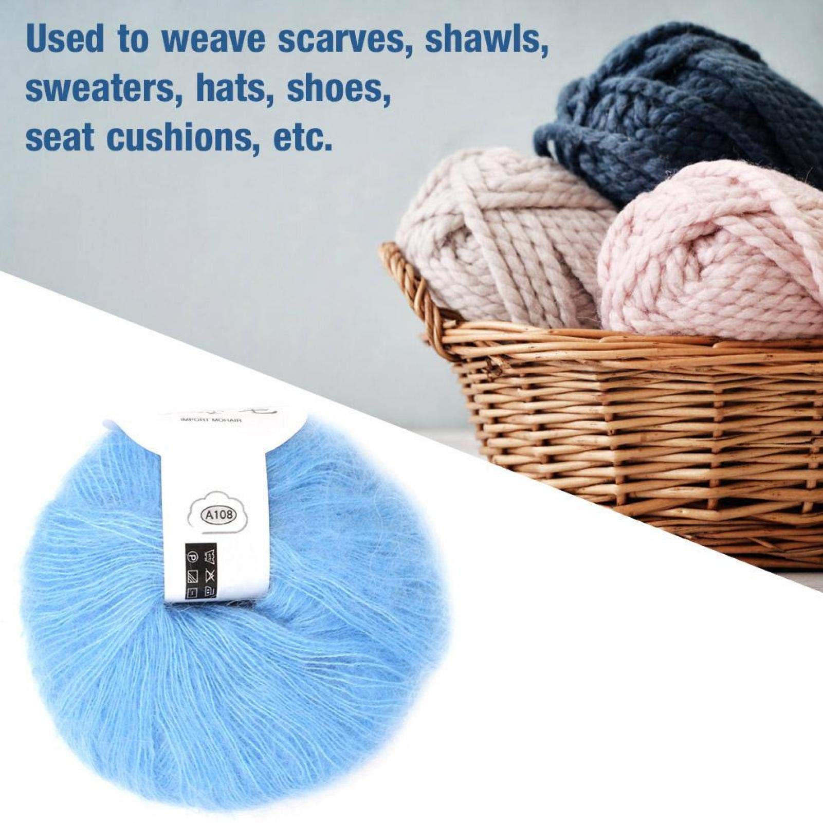 Oumefar Mohair Wool Soft Mohair Wool Knitting Yarn Warm Angora Long Wool Yarn with Crochet for Knitting Scarves Sweater Crafts(08 Light Blue) - Image 4