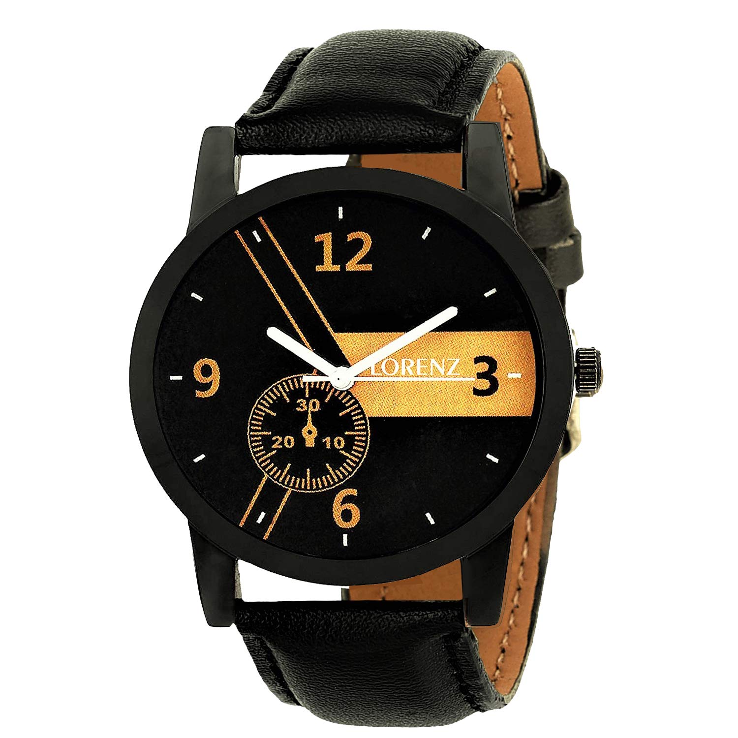 LORENZ MK-2017W Black Dial Leather Strap Watch for Men (B07NC6R9KM) Amazon Price History, Amazon Price Tracker