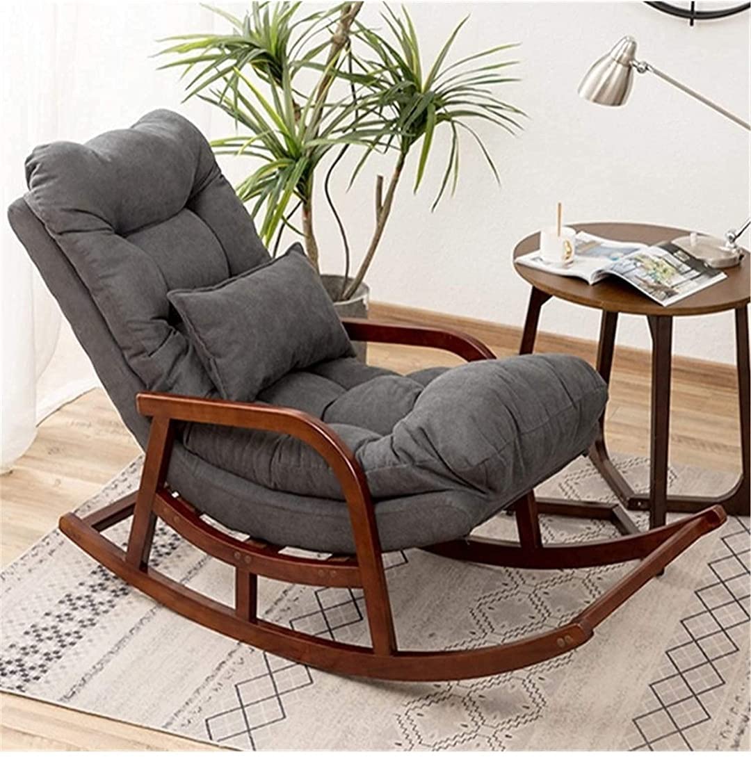 WOOD ART INDIA Teak Wood Modern Ergonomic Rocking Chair Including with