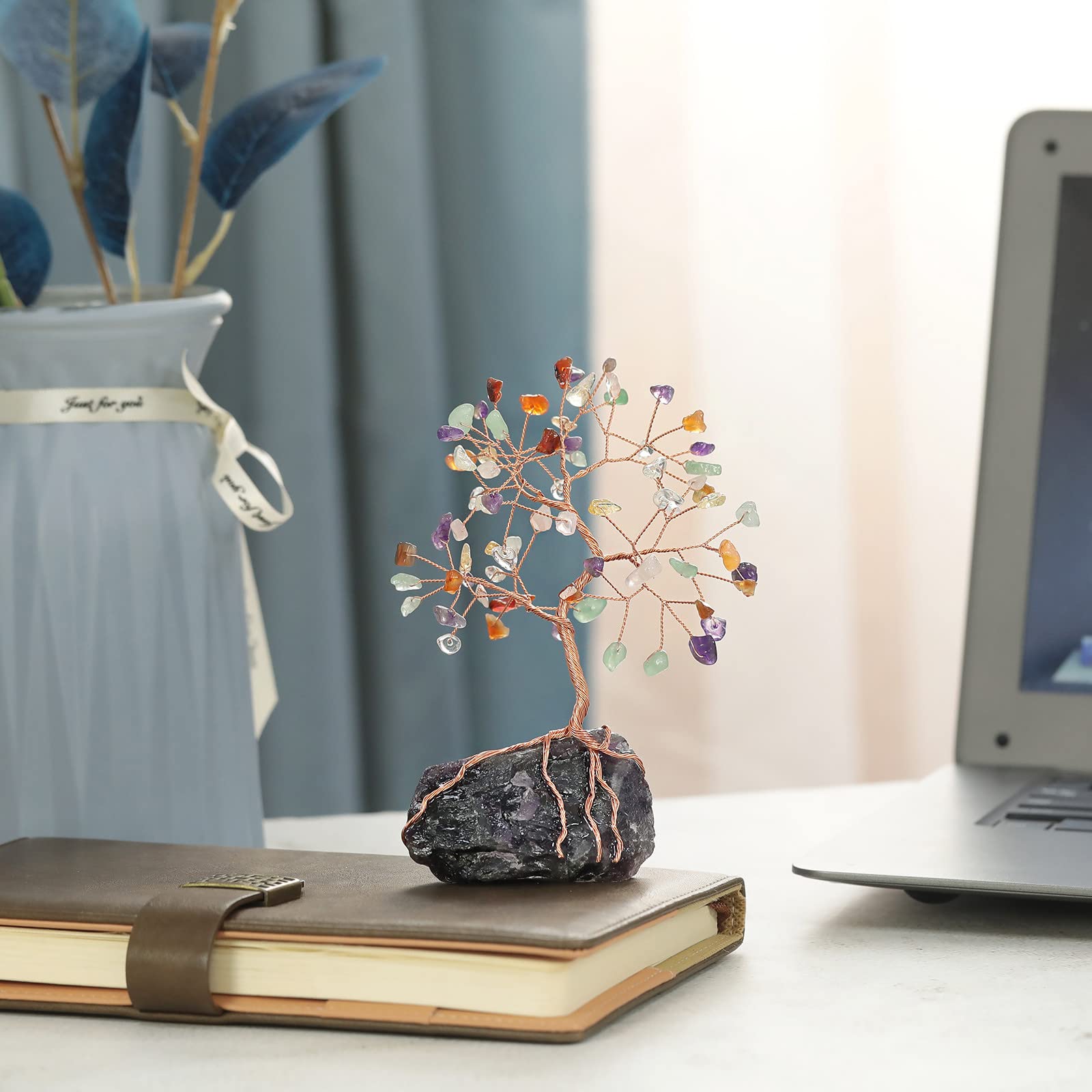 mookaitedecor Chakra Crystal Money Tree with Amethyst Raw Stone Base Good Luck Crystal Gifts - Image 3
