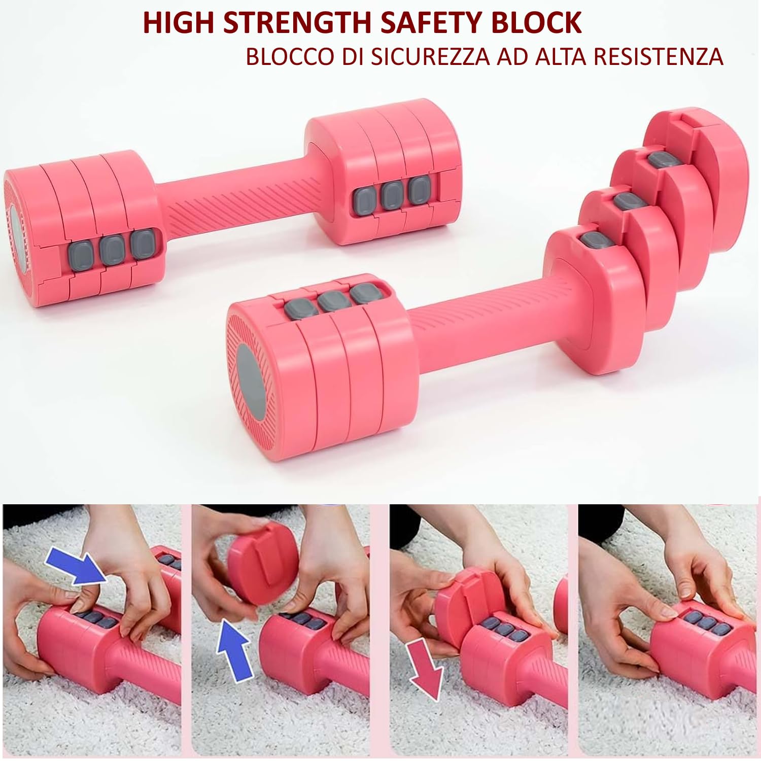 Zestaw hantli regulowanych, 2 ciężarki, 1 do 2,5 kg, hantle 4 w 1, sprzęt fitness, siłownia, dom, trening