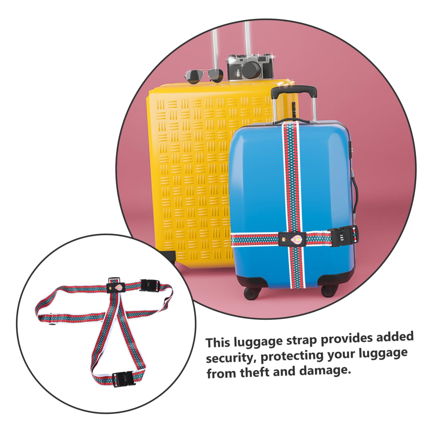 Beaupretty 4 Piezas Correa Ajustable para Maleta con Doble Contraseña Diseño Cruzado y Estampado de Dibujos Animados Cinturón Seguro de Poliéster para Viaje Protección Antirrobo y Duradera