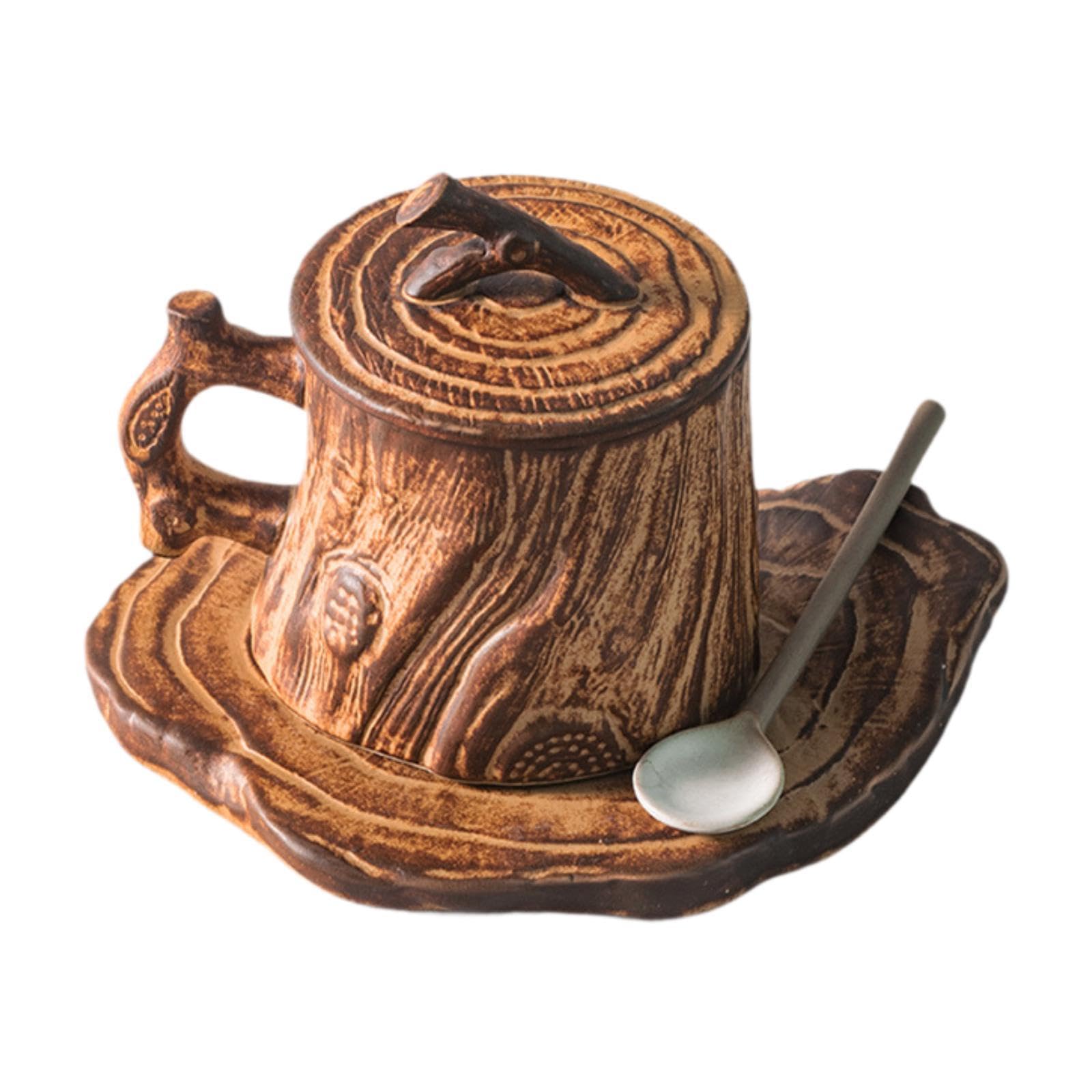 Tasse rustique en céramique avec couvercle idée cadeau originale
