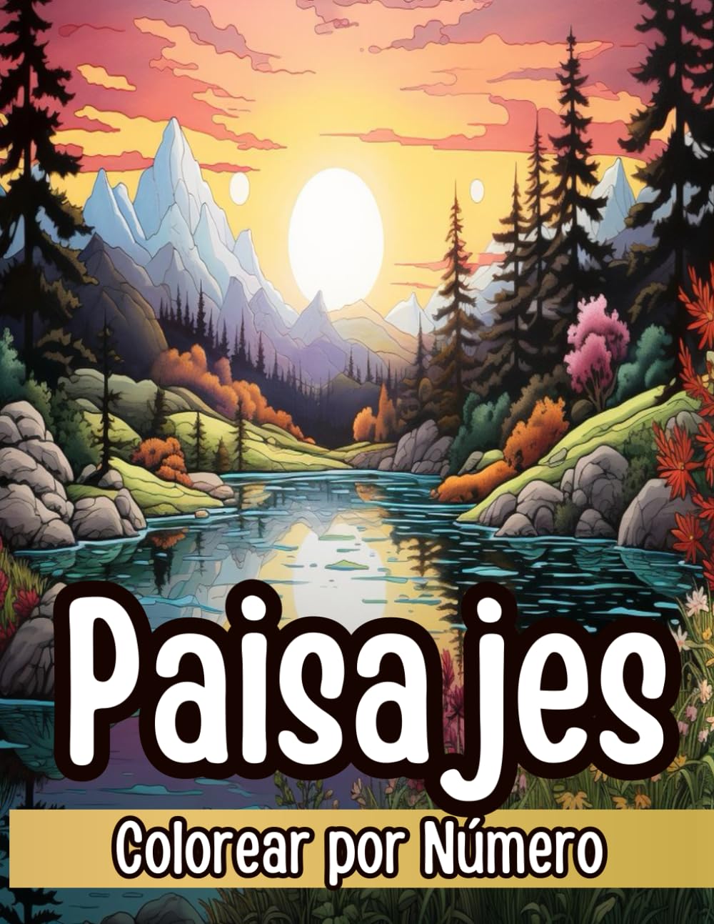 Colorear por Números Libro para Colorear para Adultos: Paisajes Relajantes de Montañas, Lagos Marinos, Playas y Bosques con una Paleta de Colores Detallada