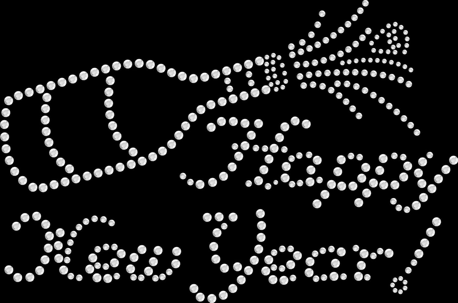 Rhinestone Bling Sparkle Iron On Transfer DIY Happy New Year Popping Bottle