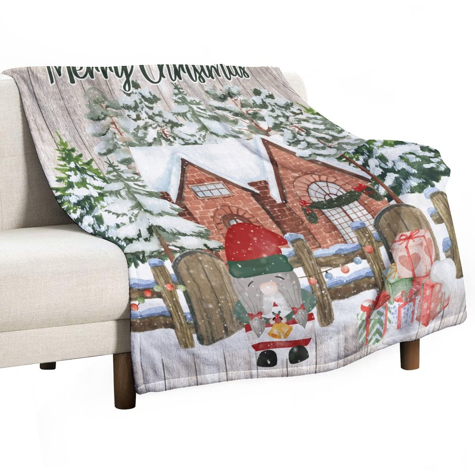 Couverture plaid de Noël nain au format 130x150 cm à offrir pour le lit