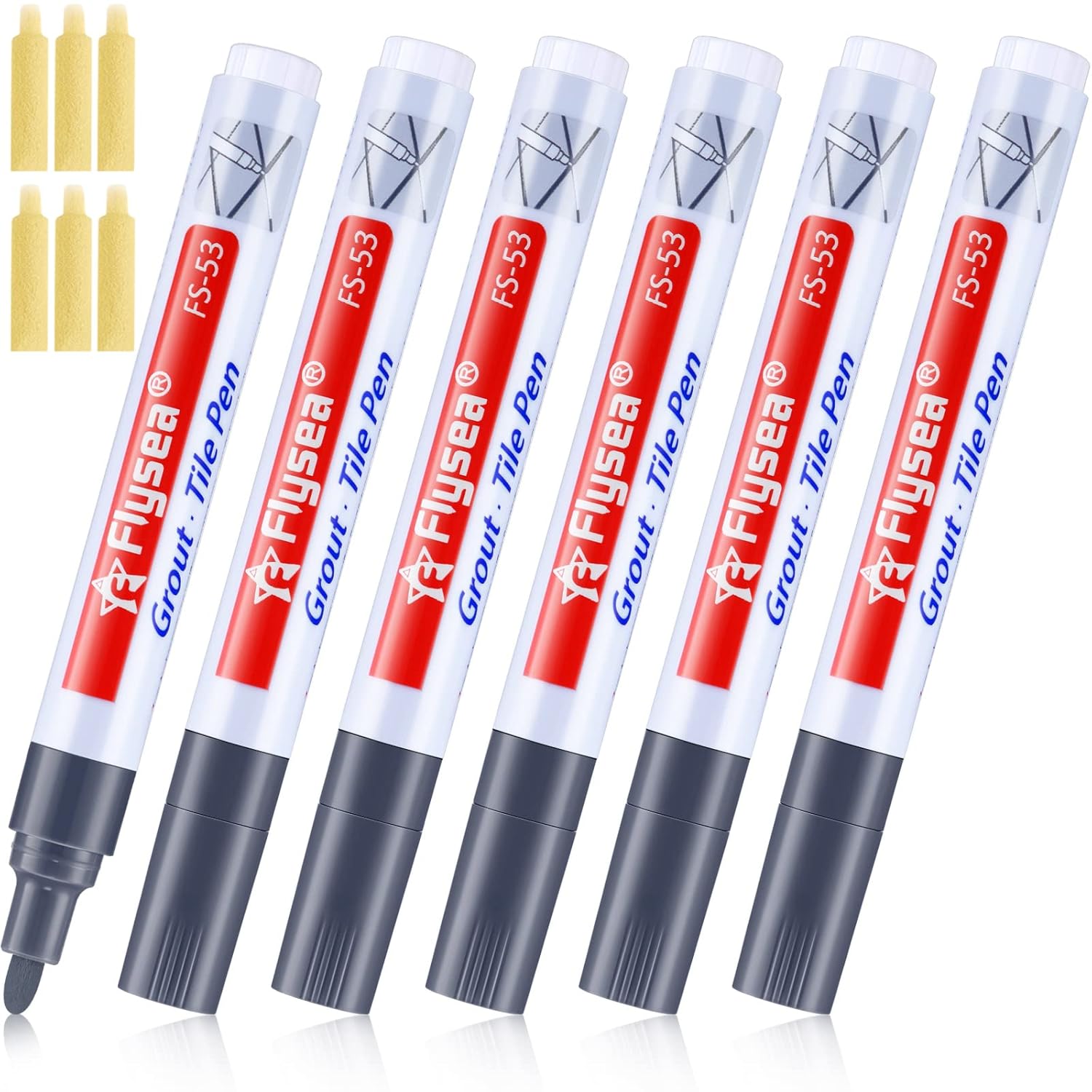 6 Pieces Grout Tile Pen Wall Grout Restorer Pen Repair Marker Grout Filler Pen for Restoring