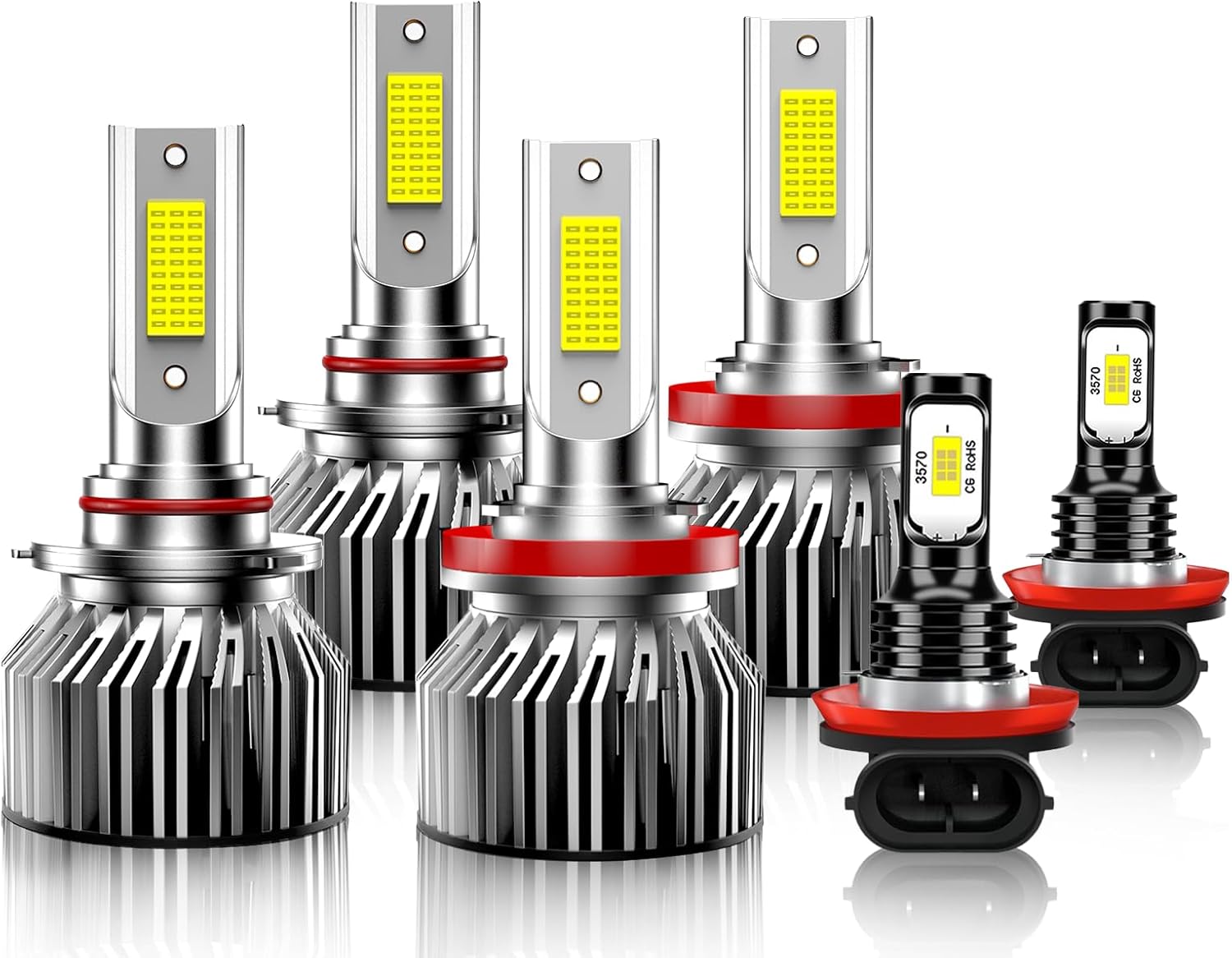 Compatible for 2010 2011 2012 2013 2014 2015 2016 2017-2020 Toyota 4Runner Vehicle Light Bulbs With Fan,Direct Installation,IP68 Pack of 6