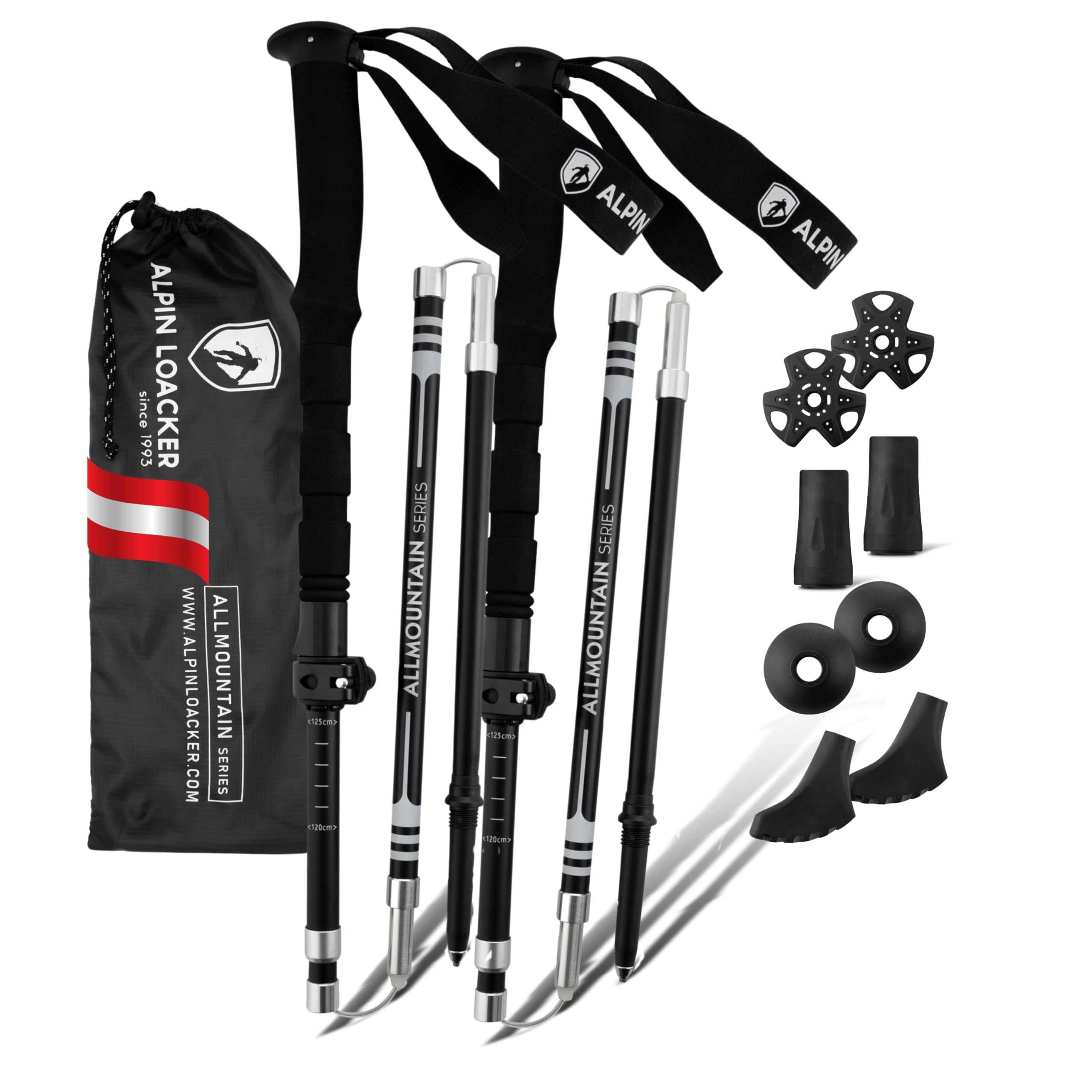 ALPIN LOACKER Telescopische wandelstokken aluminium met kurkgreep Nordic Walking voor dames en heren en wandelen, trekkingstokken, telescoop voor bergsport