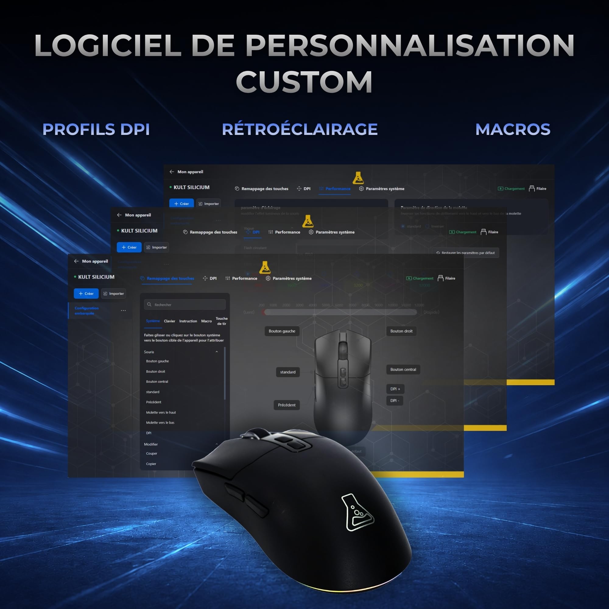 The G-Lab Kult Silicium Pro Souris Gamer sans Fil 12000 DPI Dock de Charge