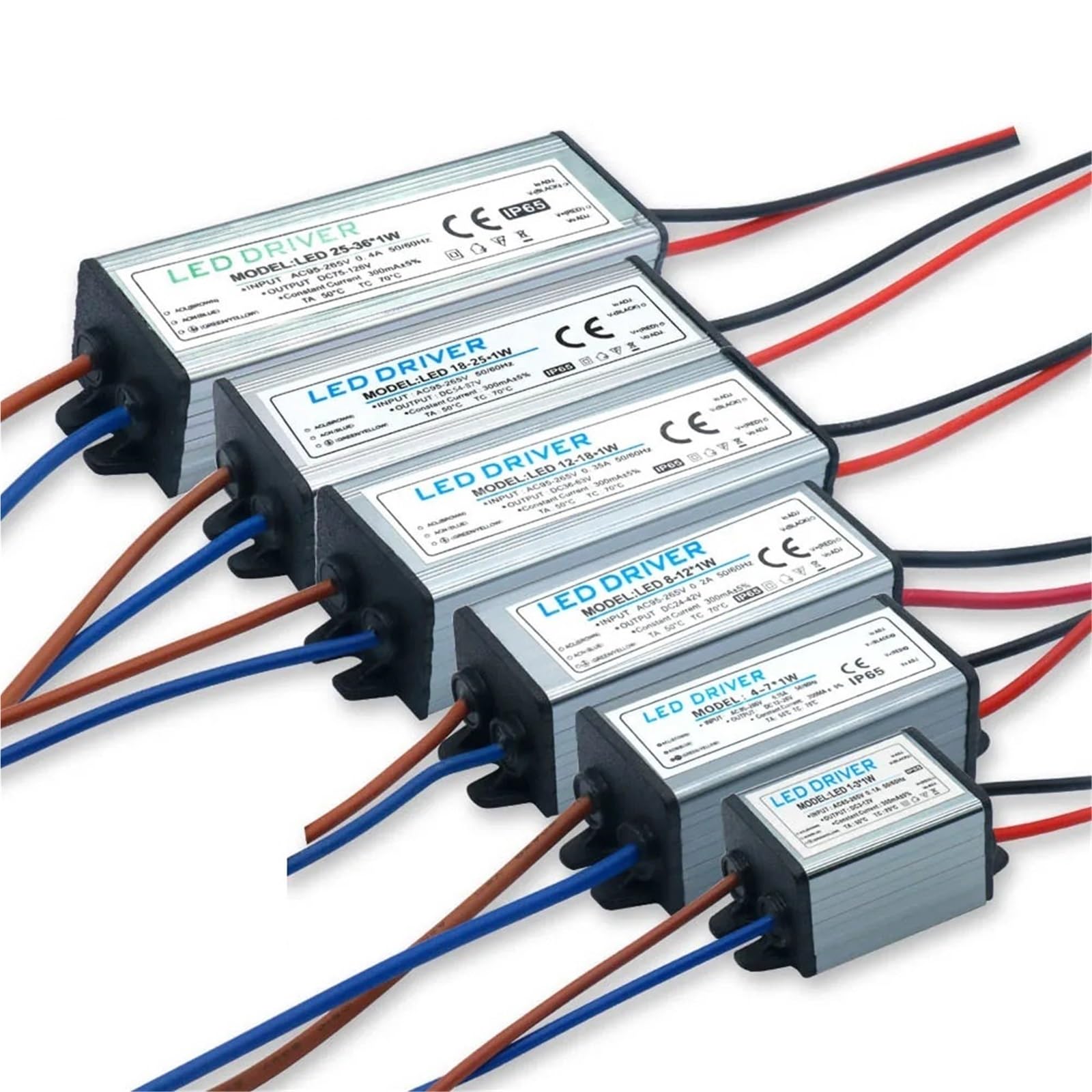 Sterownik LED 1-3 W, 4-7 W, 8-12 W, 12-18 W, 18-25 W, 25-36 W, adapter transformatora AC 85V-265 V, wodoodporny zasilacz IP65 300 mA do panelu świetlnego (4-7 W DC12-26V)