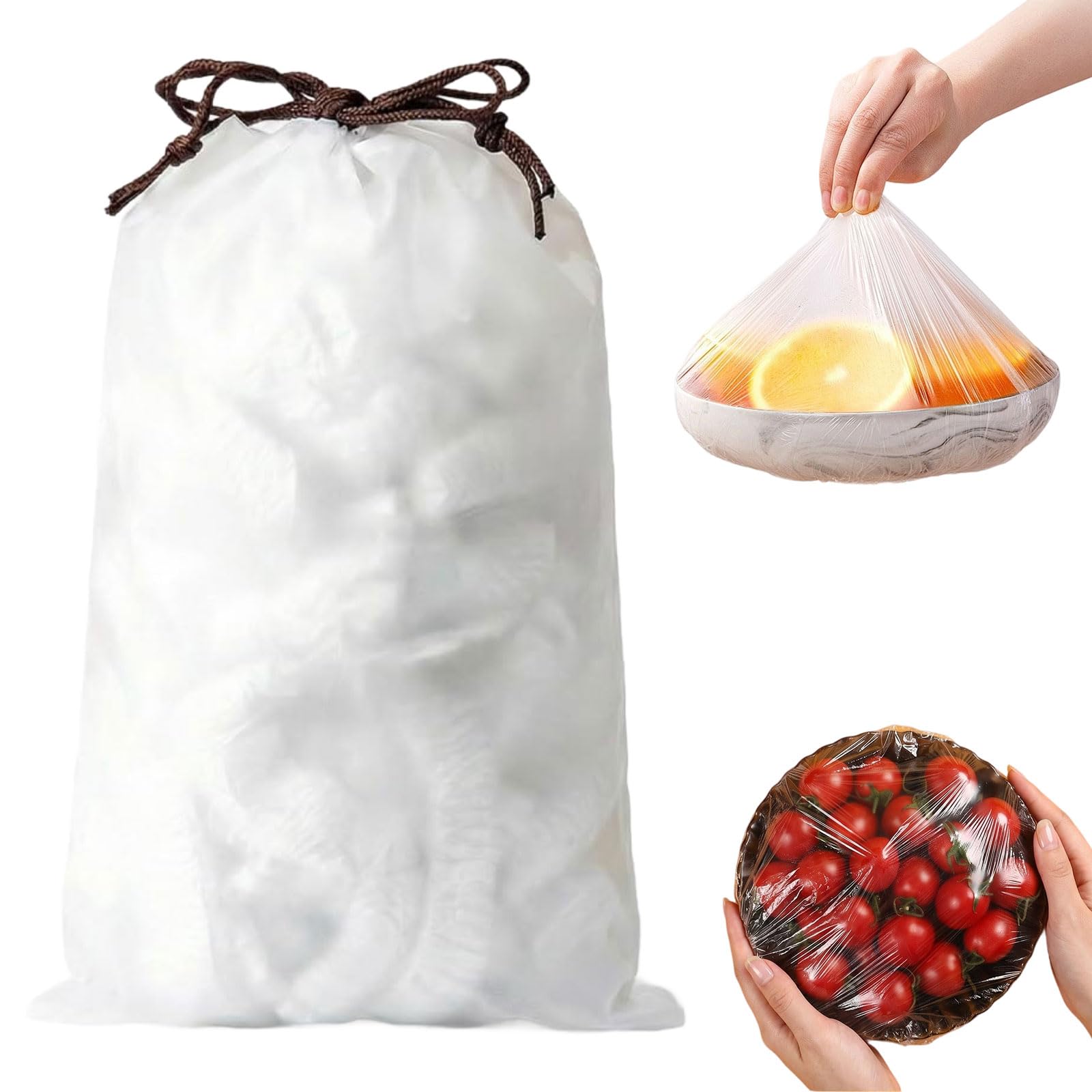 Disposable Stretch Food Covers, Plastic Wrap for Food, 100 Pcs