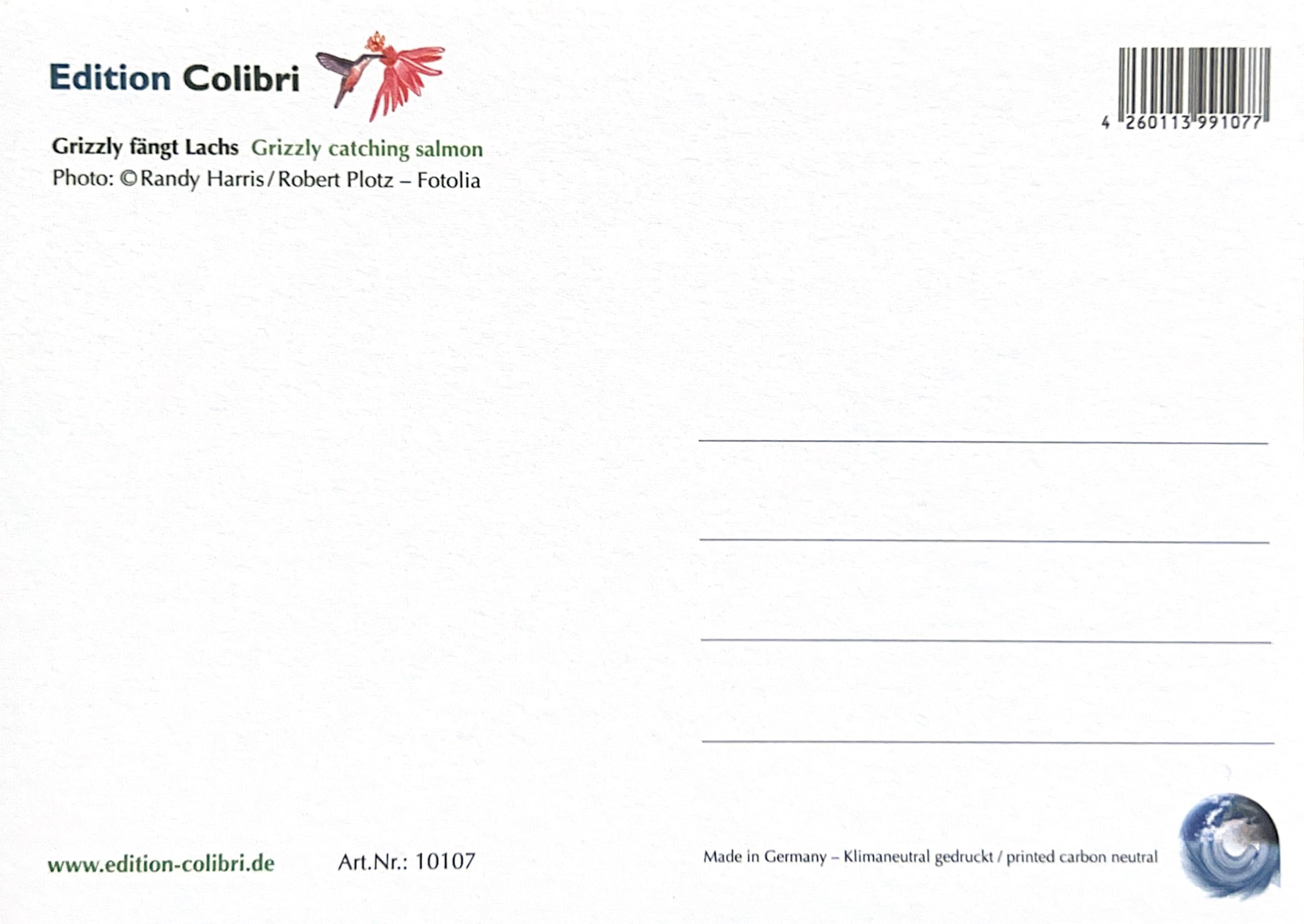 Lentikular Carte Avec Image En Hologramme "gRIZZLY/wackelkarte : Saumon Capture