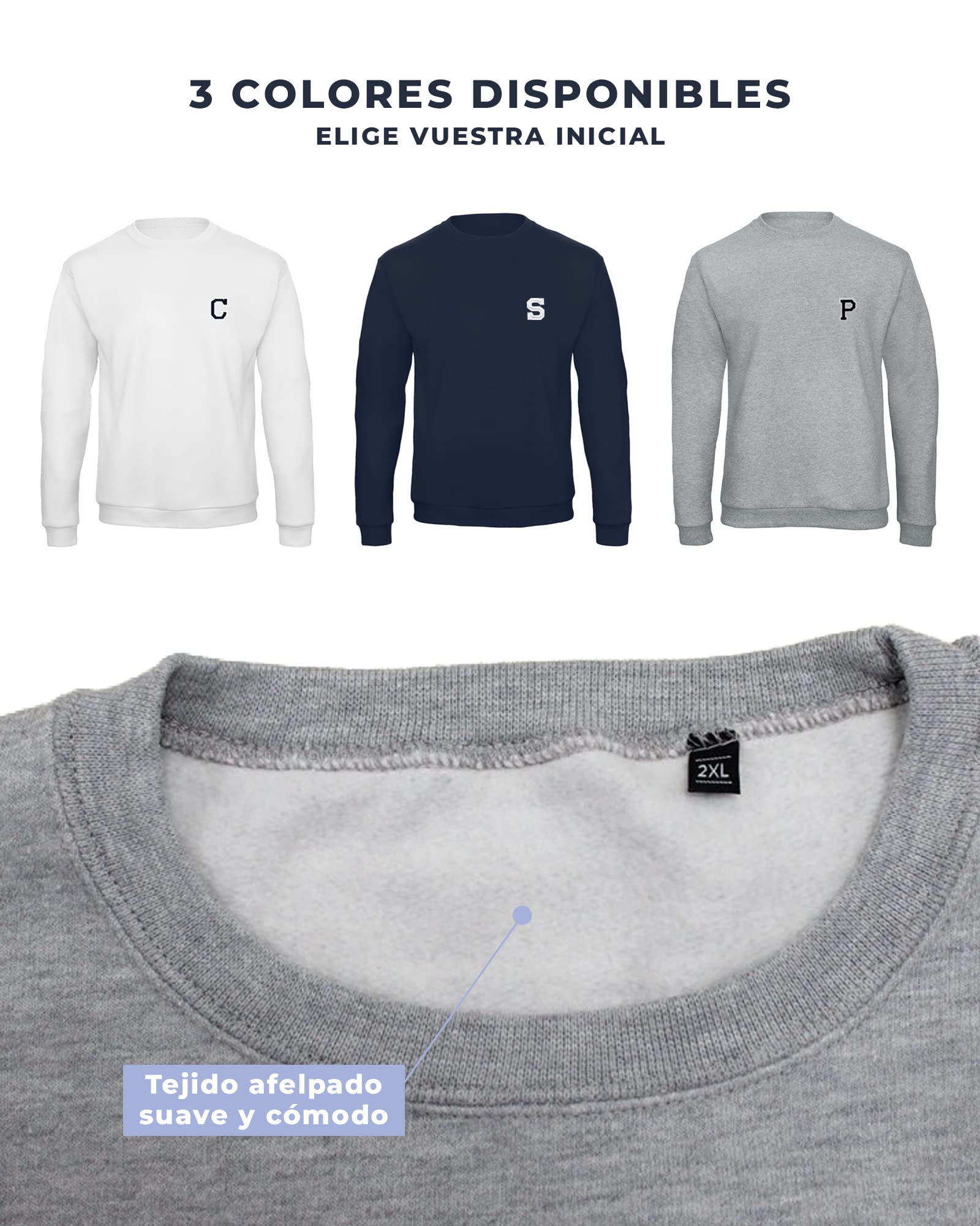 Genérico Pack 2 Sudaderas Unisex con Iniciales, Regalos Originales para Hombre Mujer, Regalos Personalizados San Valentín, Cumpleaños y Pareja, Personaliza Las Sudaderas con Vuestra Inicial