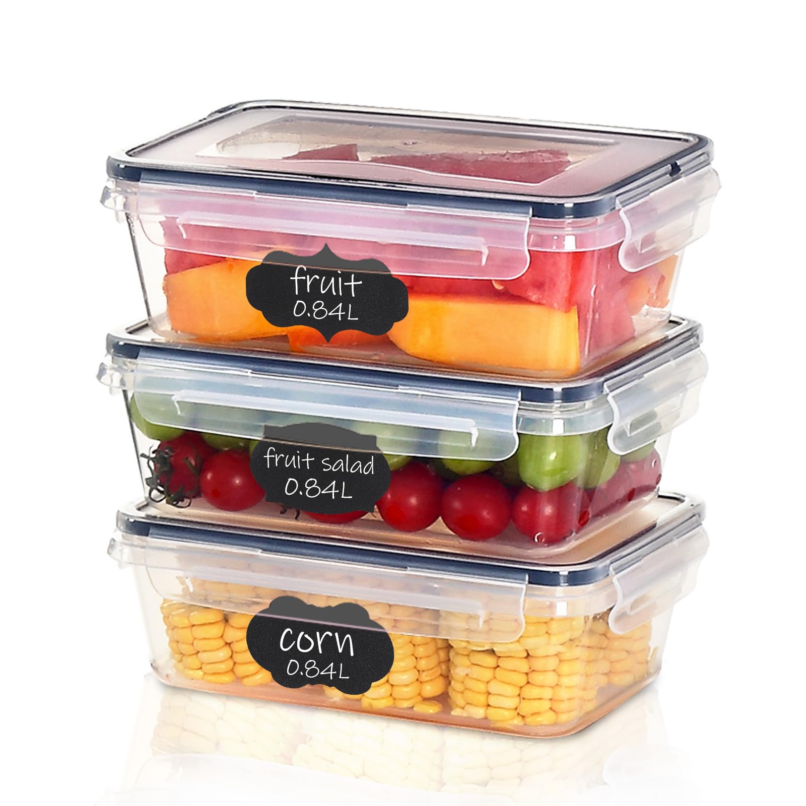 Goldeluxe 3 x 840 ml Airtight Food Containers, BPA Free Portable, Fridge and Dishwasher Safe, Ideal for Storing and Transporting Dishes, Fruit, Salads, Soups — image 1