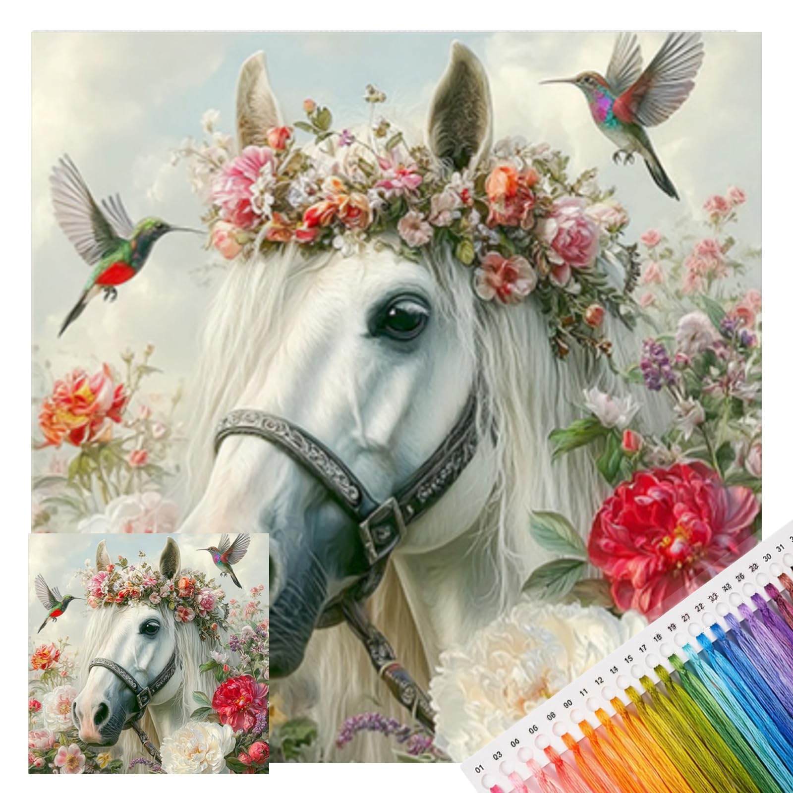 Animal Cross Stitch Kits for Adults, Full 11CT 3 Strands DIY Stamped
