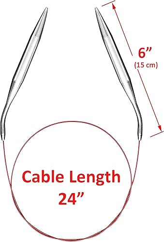 Miniatura 9 de Juego de agujas circulares de tejido de 32 pulgadas, tamaño 15, 11, 9, 7, 4, 1.5