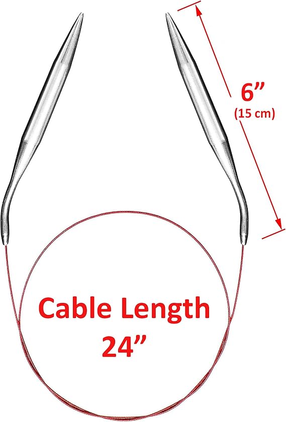 Size 15 Circular Knitting Needles for Blankets Set Round Metal Circle 36 Inch
