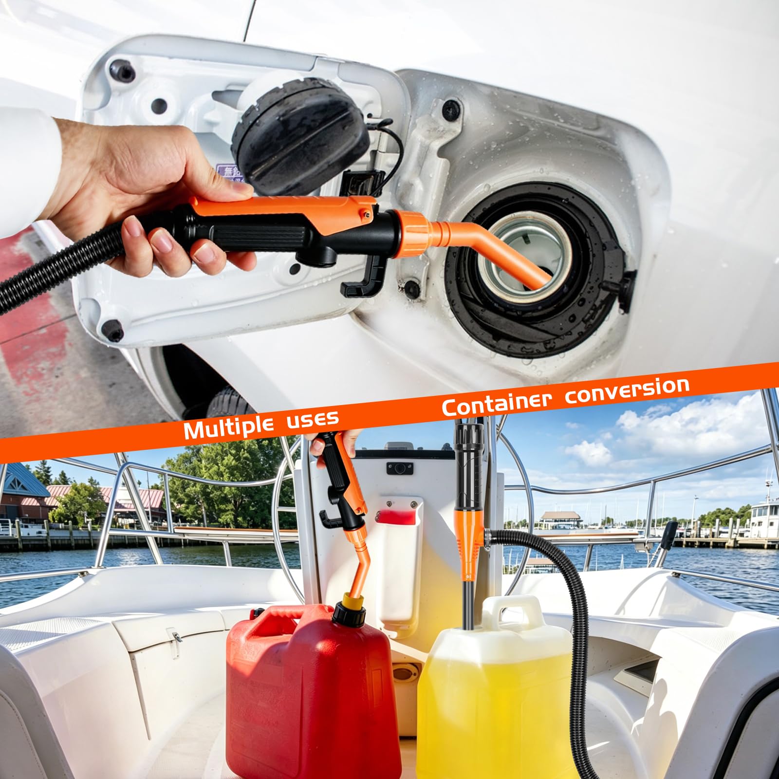 Pompe de transfert de carburant alimentée par batterie, Pompe à essence électrique, Pompe à huile électrique portable pour essence, diesel, eau, carburant (Orange)