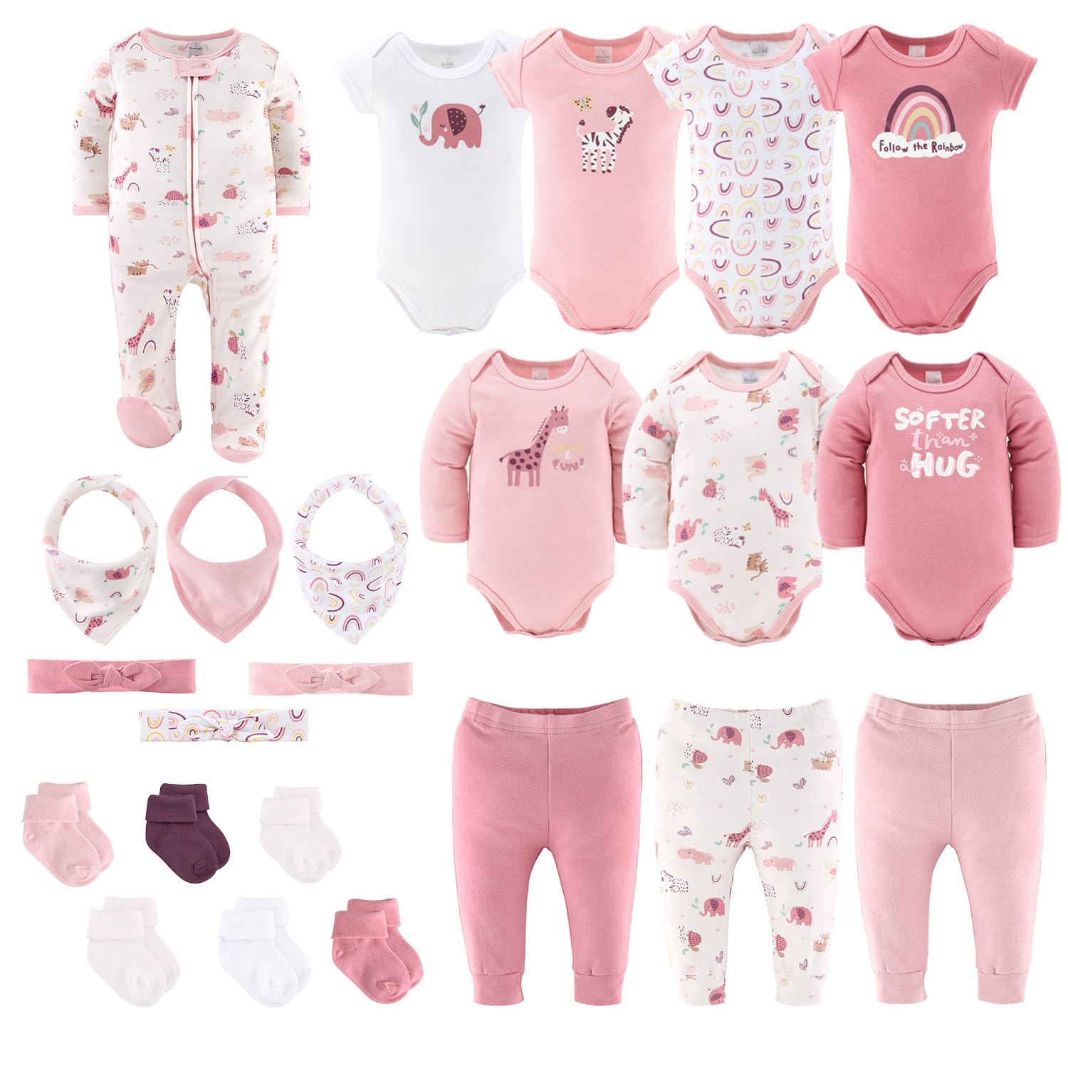 The Peanutshell Baby Layette Gift Set for Girls - 23 Piece Newborn Girl Gift Sets Baby Clothes Essentials
