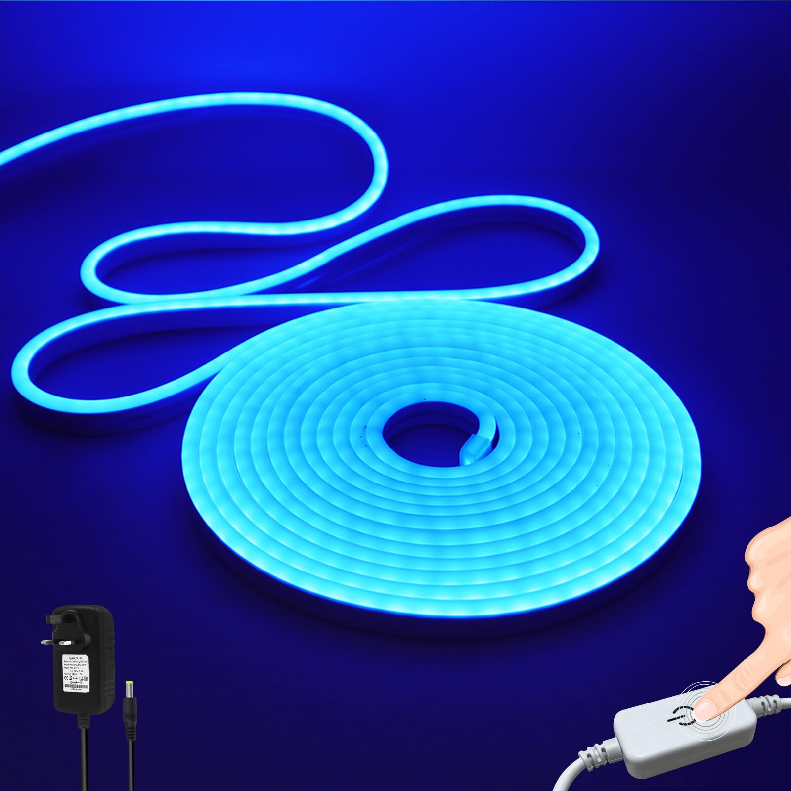Wisada 24V Dimmable LED Neon Light Strip [1m, Blue], IP67 Waterproof Flexible, 120 LEDs/m SMD2835 LED Light Strip CRI85+, for Home/Store Decorative Lighting