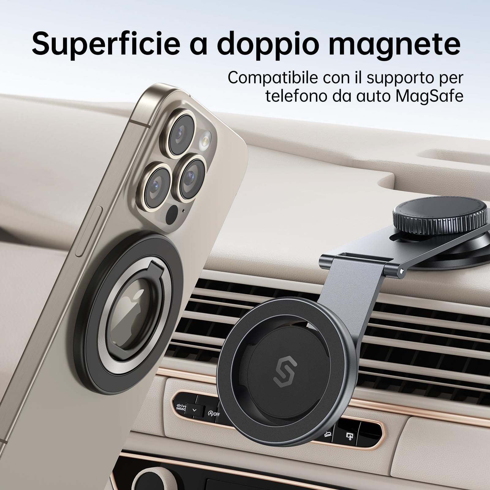 SYNCWIRE Supporto ad Anello Magnetico per Cellulare per MagSafe, Anello per Impugnatura per Supporto per Dito con Magnetico su Due Lati Compatibile con iPhone 17 Pro Max 16 15 14 13 12, Android, etc.