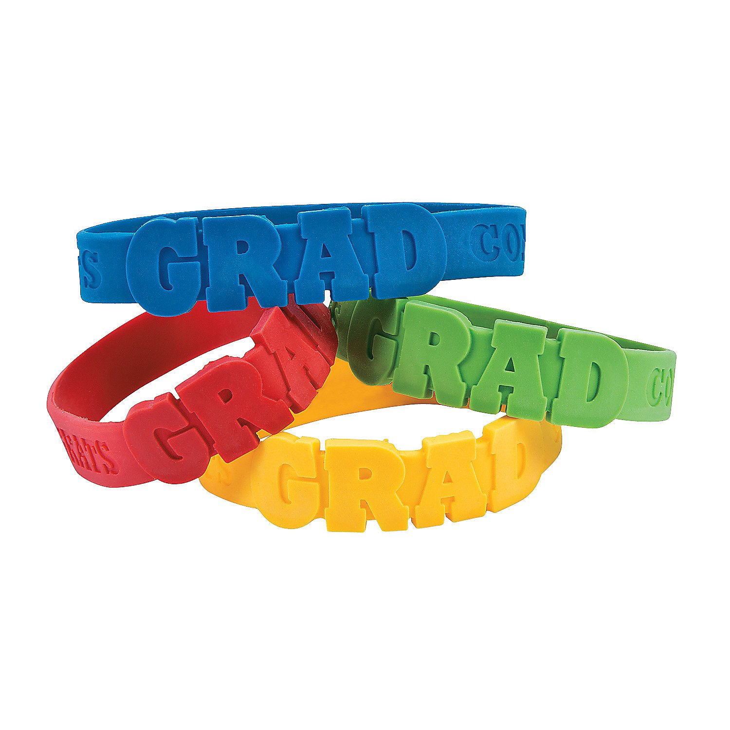 Fun Express Congrats Grad Graduation Rubber Bracelets (set of 24) Graduation Party Supplies