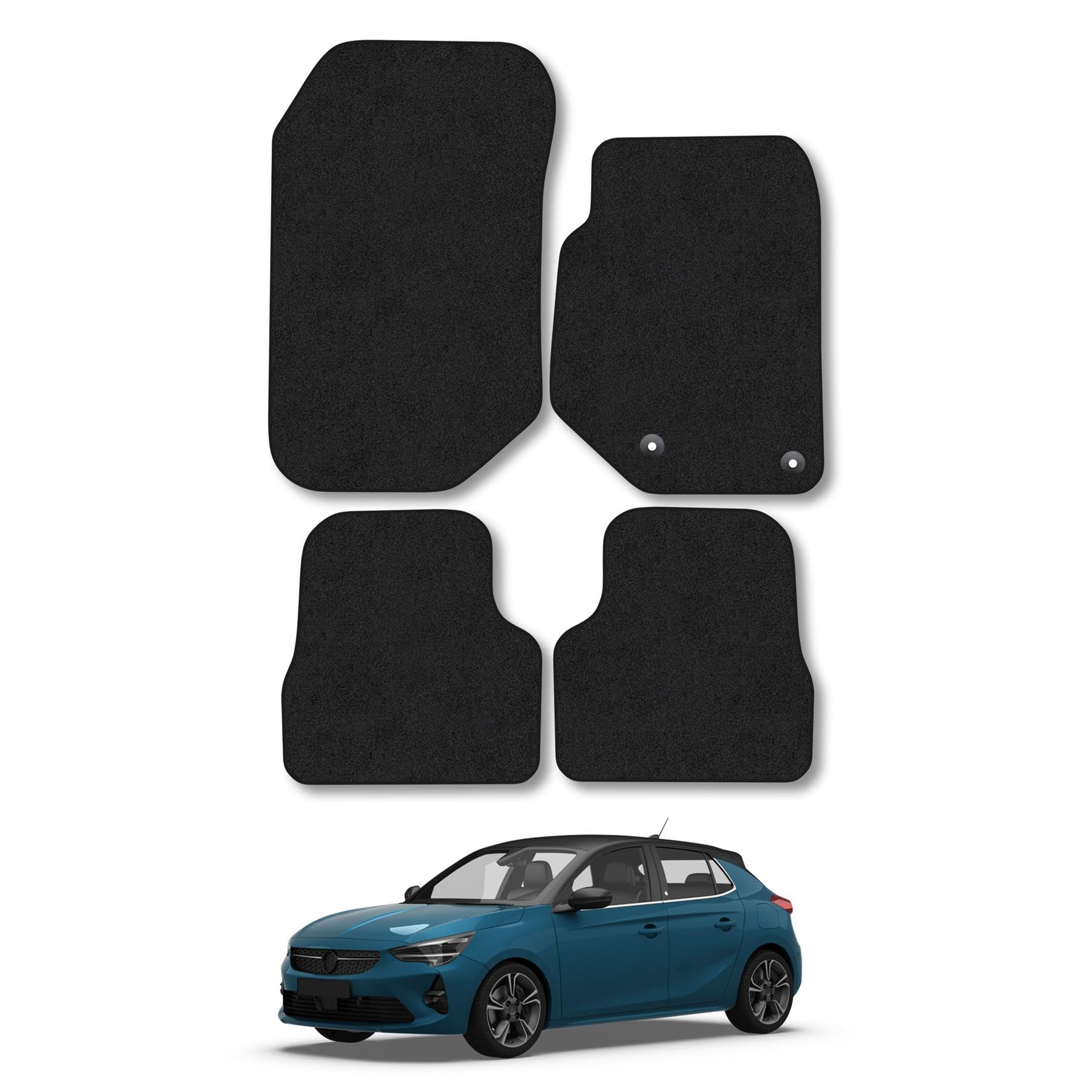 Vauxhall Corsa F (2020+) Compatible Car Mats Accessories [NOT FOR EV] Carpet Tailored Fit Black Trim Full Coverage Accessory Floor Mat Water-Resistant Anti Slip Backing Full Coverage Hand-Finished