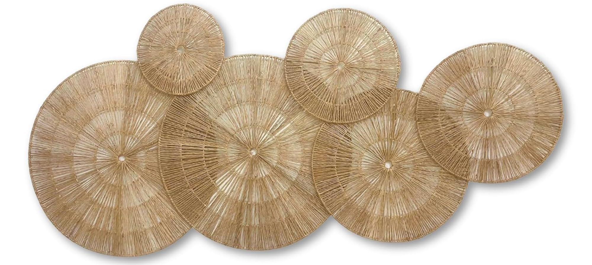 ChumDecor 21.6 inch Wicker Wall Decor Set – Boho Wall Basket Decor with Jute Rope, Large Circle Wall Baskets, Natural Woven Wall Art for Living Room Bedroom, Decorative Seagrass Wall Hanging