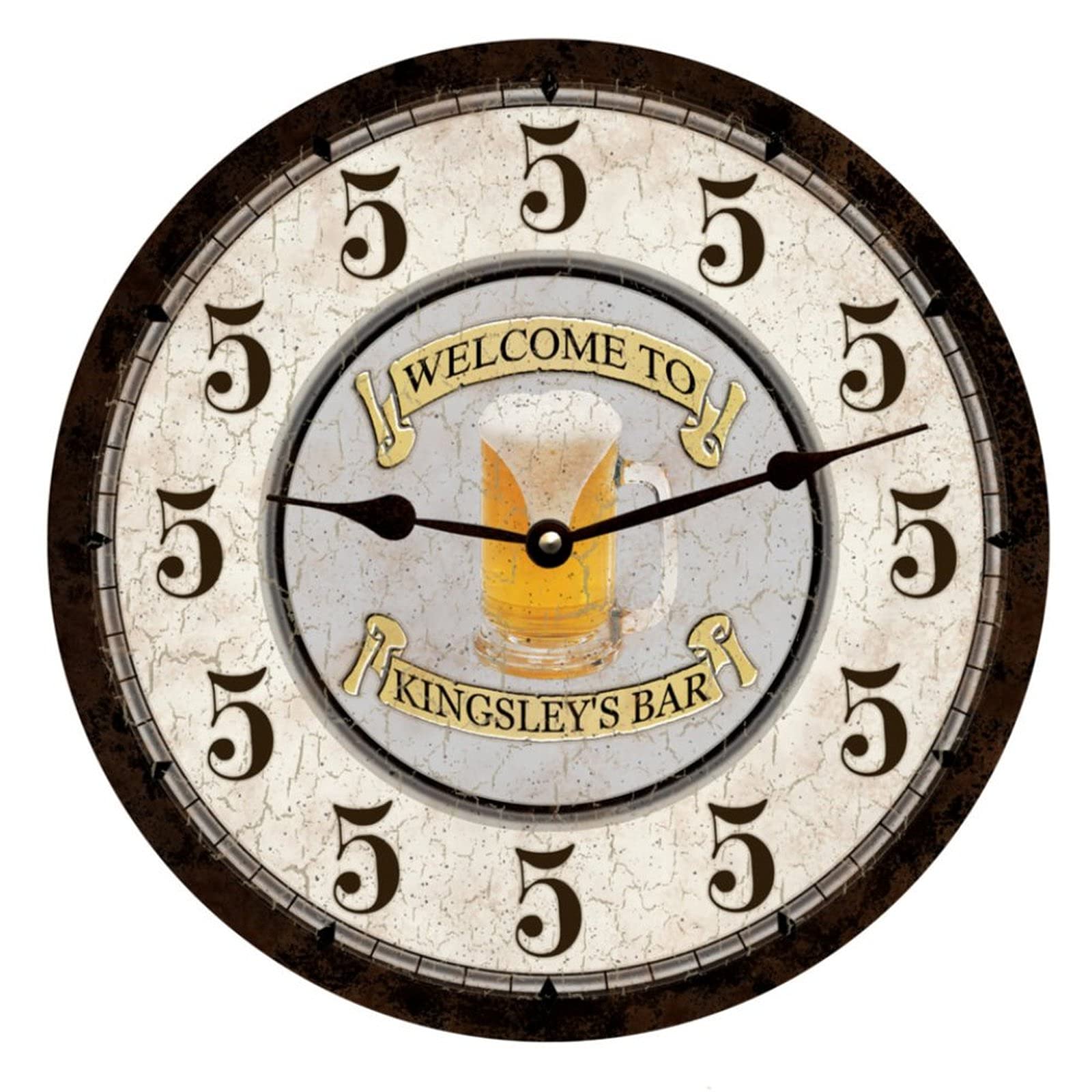 351 Round Kitchen Clock Bar Five O'Clock Somewhere - Beer Thirty Office Clock Retro Decorative Clock Large Number Wall Clock For Home Kitchen Dining Room