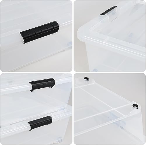 Miniatura 3 de Paquete de 3 cajas de almacenamiento de perfil bajo de 50 cuartos de galón debajo de la cama, contenedor de almacenamiento grande debajo de la cama